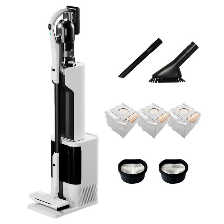 최신형 차이슨 AI 자동 충전 먼지 비움 올인원 스마트 타워 무선청소기, AI TOWER 청소기, 화이트