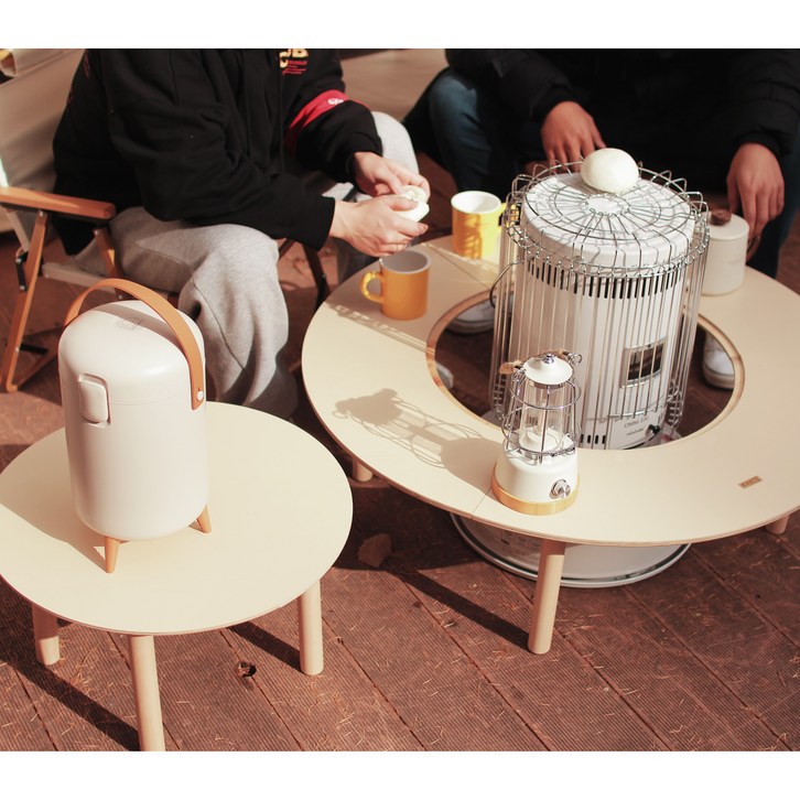 감성 캠핑 난로테이블 화로테이블 좌식 우드 접이식 원형 화로대 테이블