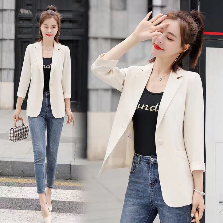시원 편안 린넨 소재 7부소매 여성 자켓 여름철 캐주얼 자켓 통기성 시원 편안 린넨 소재 7부소매 여성 자켓 여름철 캐주얼 자켓 통기성