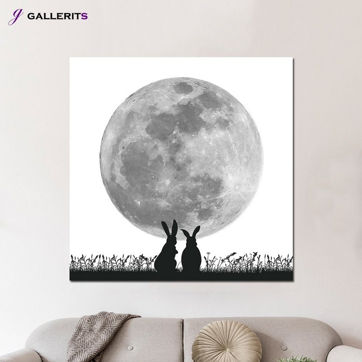 갤러리츠 달 토끼 그림 거실 현관 액자 두꺼비집커버, 1개