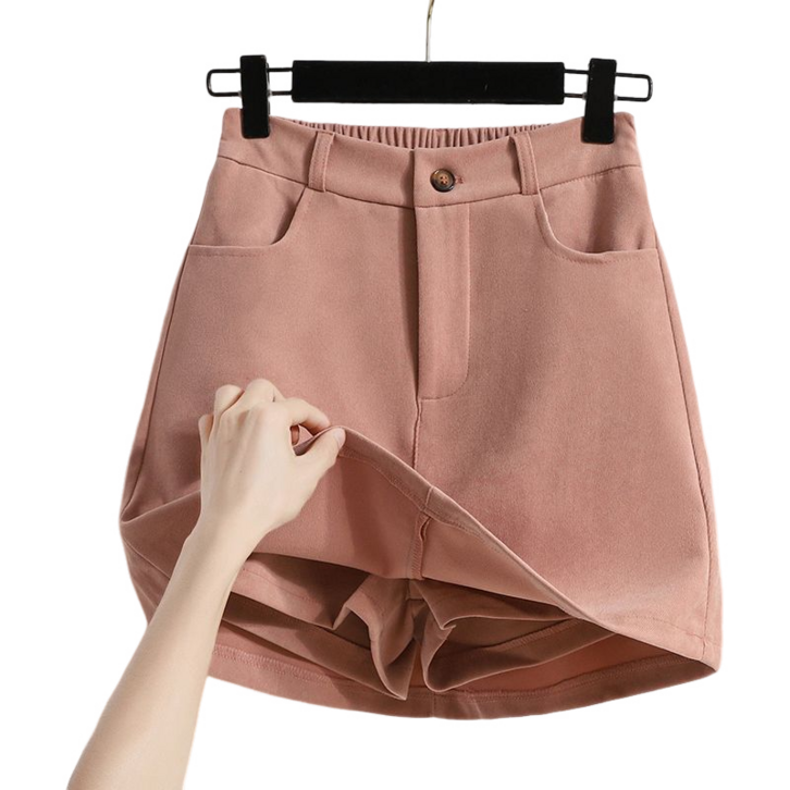 여성용 빅 사이즈 허리 밴딩 스판 반바지 스커트 봄가을 A라인 치마바지