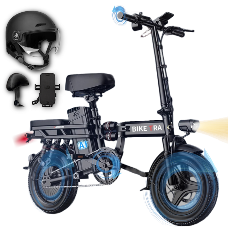 바이크TRA 안전하고 오래타는 전기 자전거 미니벨로 언덕길 전동 바이크 배달 대행, 트라 블랙 48V, 카본