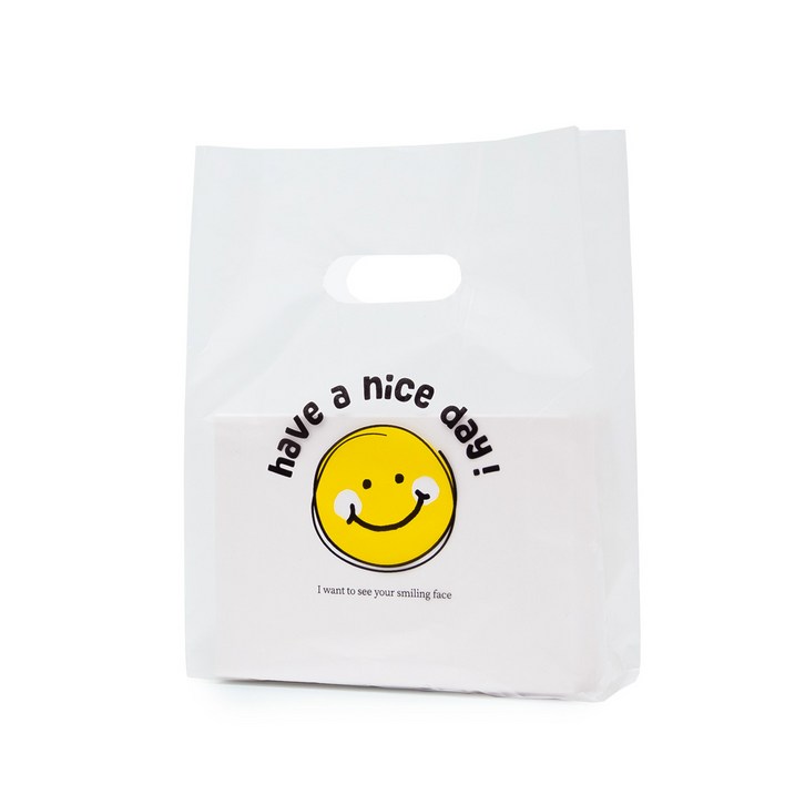 제이팩토리 답례품 베이커리 포장 HD 스마일 비닐쇼핑백 소 100개