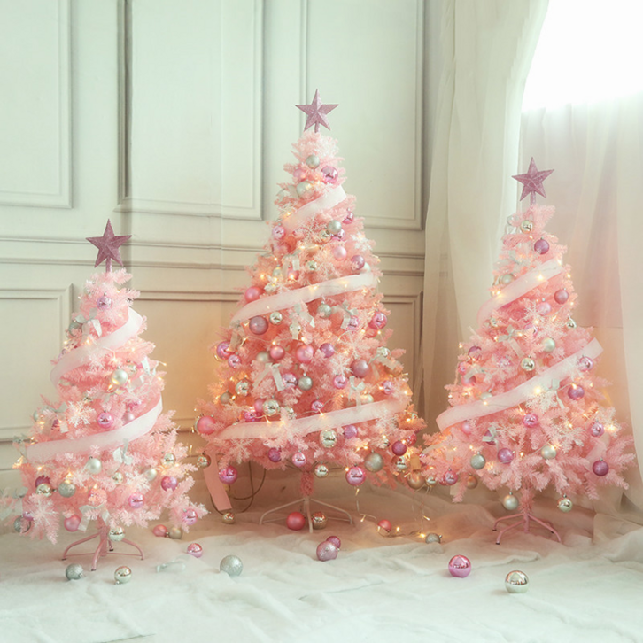 핑크 크리스마스 트리 가정용 장식 선물 연말파티 분위기 1.2M 1.5M 1.8M, 1.8M, 트리A세트 - 쇼핑뉴스