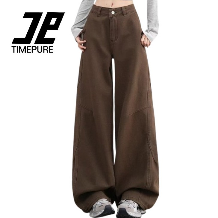 TIMEPURE 브라운 와이드핏 데님 팬츠 청바지
