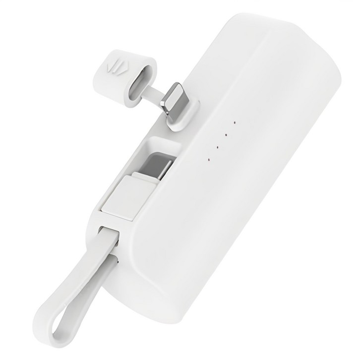 뉴클 도킹형 미니 일체형 보조배터리 5000mAh 메인 8핀  서브 C타입, NCPBR5CHL8핀, 화이트