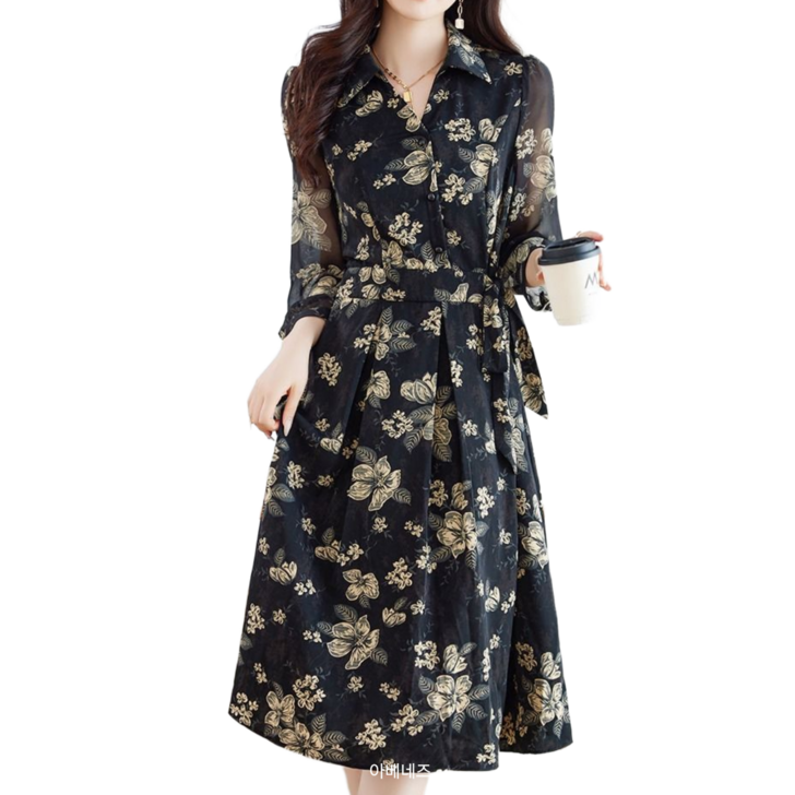 아베네즈 여성 캐주얼 카라넥 플로랄 원피스 AVSS25FD625