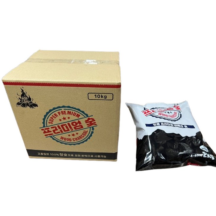 튀지않는 핫콜 프리미엄 바베큐 참숯 캠핑 팬션 업소 구이용숯 2KG 10KG