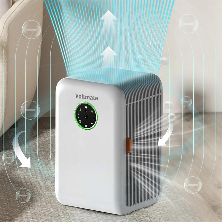 Voltmate 가정용 탁상용 미니 공기청정기 실내용 사무실 저소음 스마트 청정기, 회이트