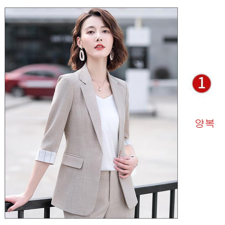 미디엄 슬리브 정장세트 여 봄여름신상 패션감각형 정장상의 nvxifu