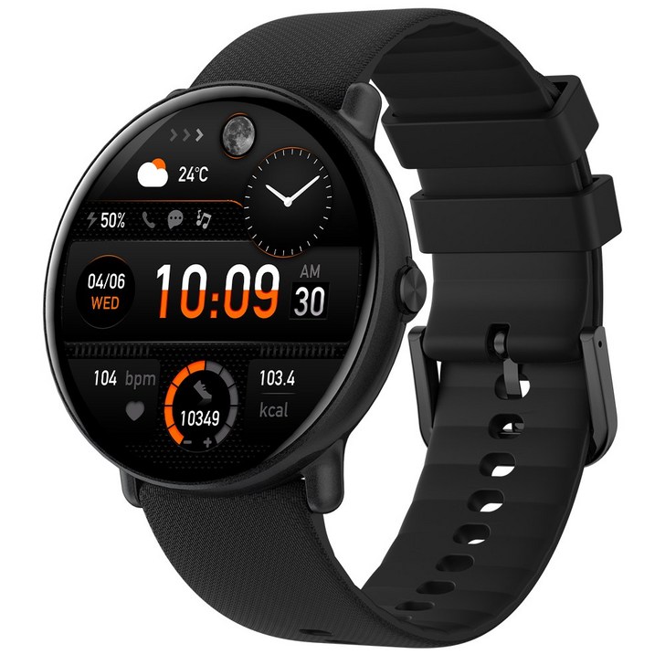 WAPIK 통화가능 스마트워치 Y6 1.43인치 AMOLED 대화면 한글지원, GPS  블루투스, 3.6cm, 블랙