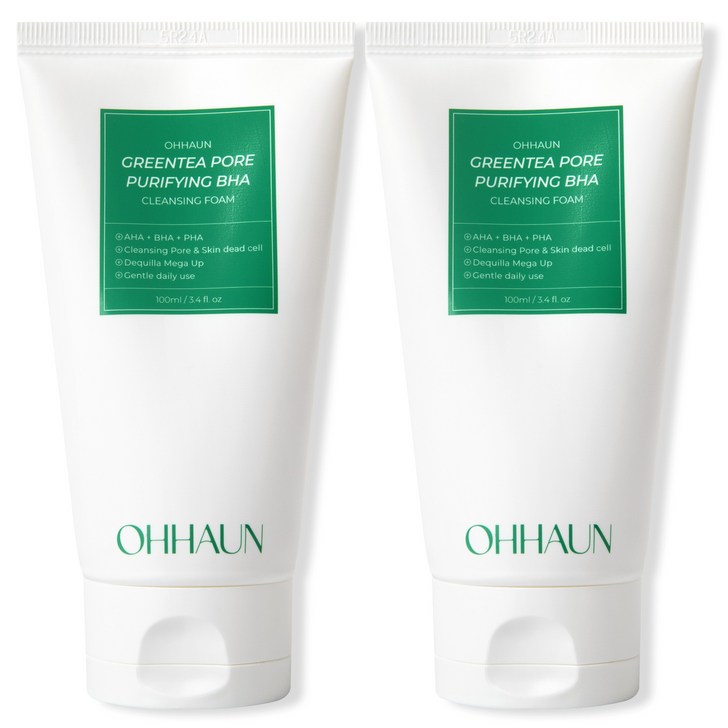 오하운 그린티 포어 퓨리파잉 BHA 클렌징폼,, 2개, 100ml