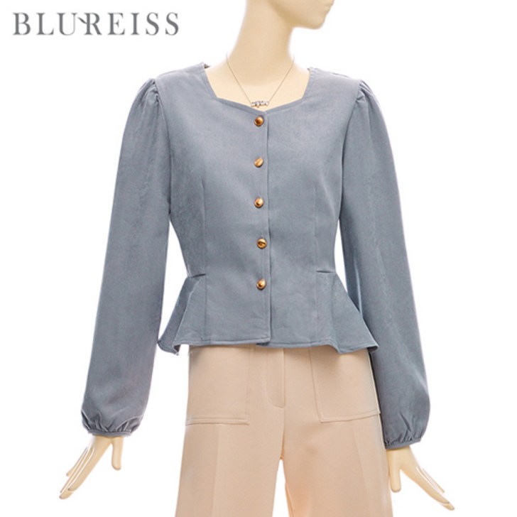 오각넥페플럼블라우스BI3F1BL5191