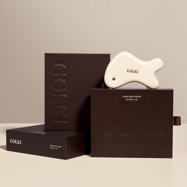 약손명가 골기 페이스 스톤 괄사 승모근 얼굴 두피 데콜테 마사지기, 베이지, 1개