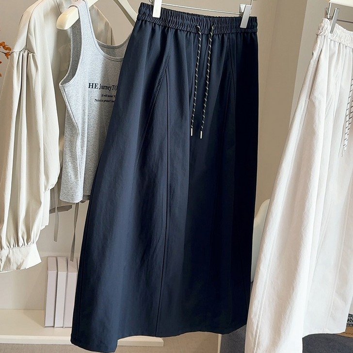 스토리원 여성 쿨링 와이드 밴딩 롱 스커트 WMSSSK041