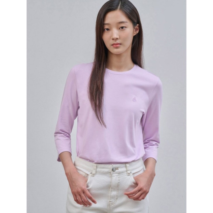 빈폴레이디스 라운드넥 7부 기본 티셔츠 라벤더 BF4741E01T