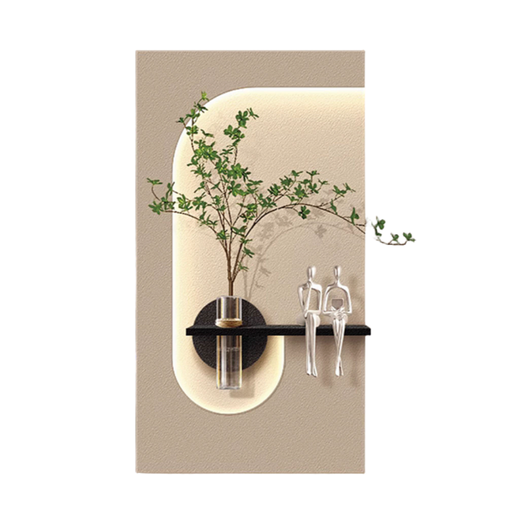 데일리유즈 벽걸이 LED 조명 식물 화분 액자 벽장식 거실 현관 인테리어, 1개, 화이트블랙