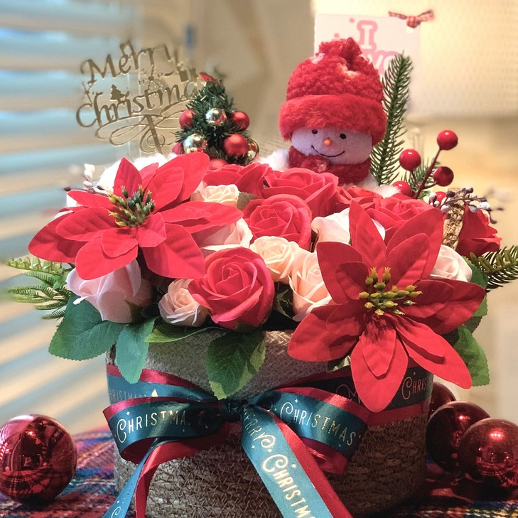 크리스마스선물 크리스마스꽃바구니 눈사람트리 비누꽃다발 성탄절장식