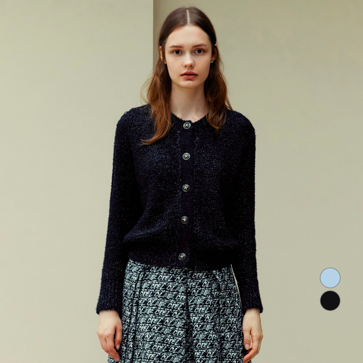 라인어디션 여성용 메탈 버튼 니트 카디건