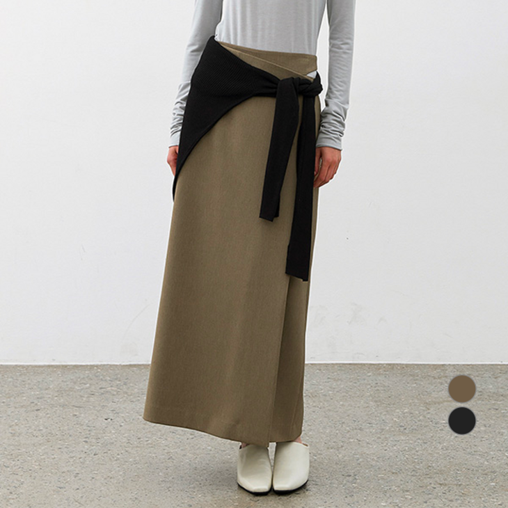 아틀리에나인 여성용 신시아 컷 아웃 맥시 롱 스커트 SK5042