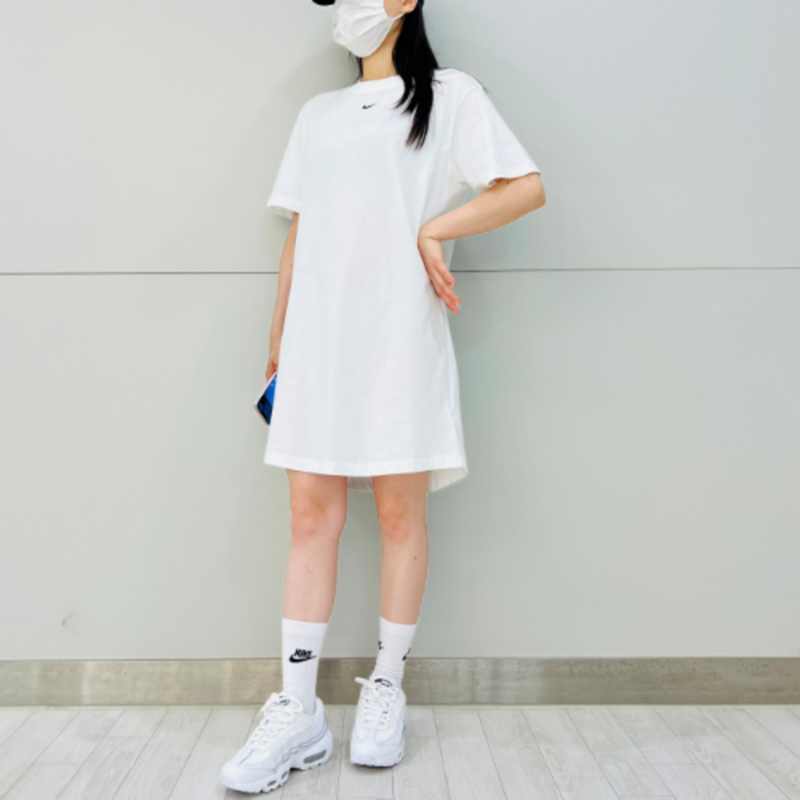 나이키 에센셜 반팔 롱 티셔츠 드레스 여성 미니 원피스 스우시 로고 여자 롱티