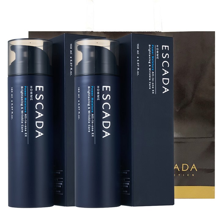 에스까다 옴므 파워 모이스춰 올인원 Ex 150ml 쇼핑백증정 남성 미백주름스킨로션에센스 올인원 화장품 대용량, 150ml, 2개