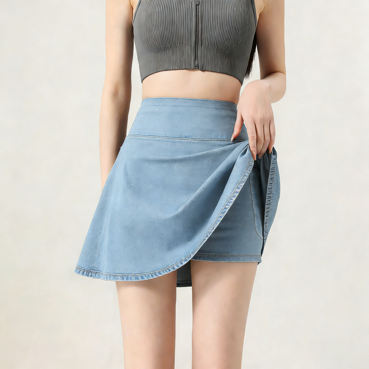 A라인 테니스 스커트 여성 봄가을 슬림핏 청치마 하늘비즈