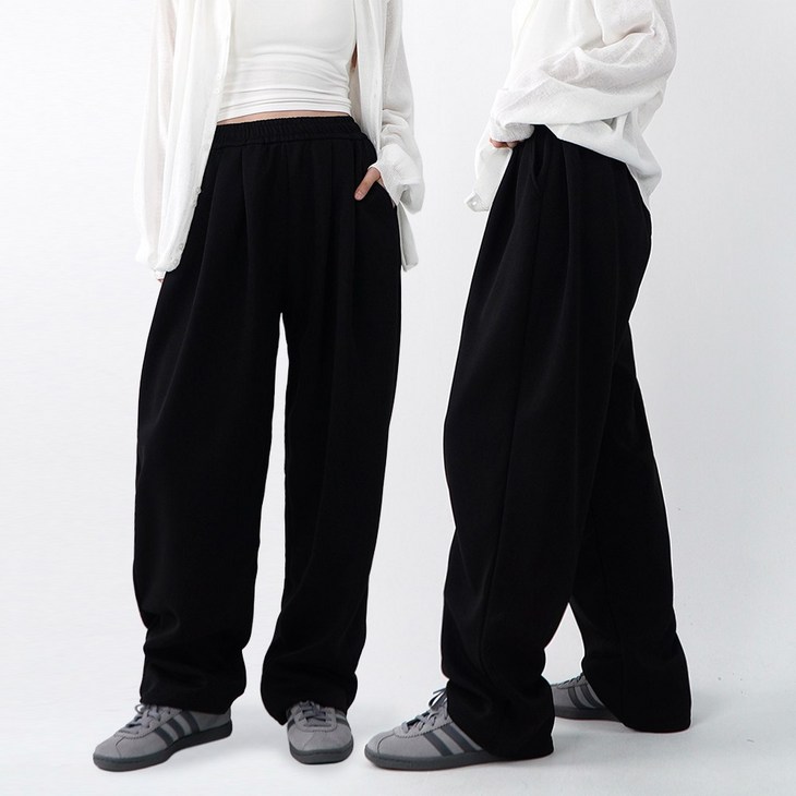 쓰리턱 밴딩 핀턱와이드팬츠 트레이닝팬츠