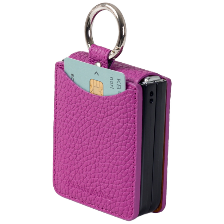 진렌체 플레토 파스텔 천연 소가죽 토고 갤럭시 Z플립 카드 케이스