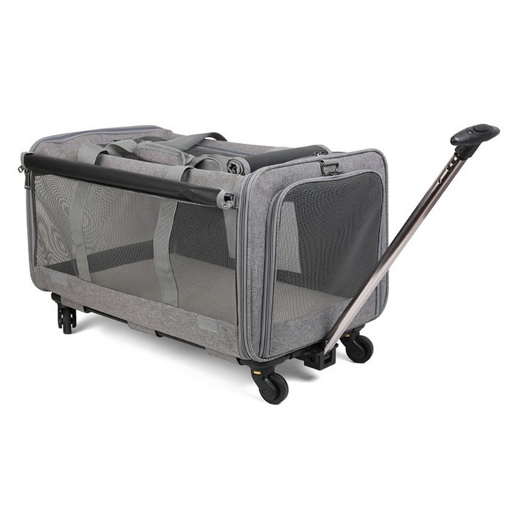MILALOUIS 편리한 이동 반려동물 캐리어 접이식 강아지 이동가방 고양이 이동장, 1개, 그레이