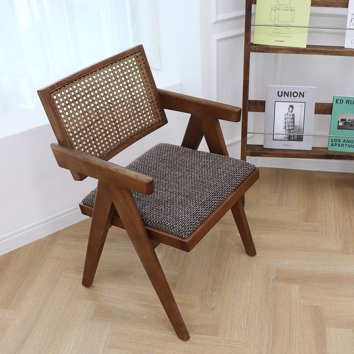 파스텔우드 고급원목 라탄의자 카페 커피숍 디자인의자 인테리어의자, 브라운+브라운라탄, 1개