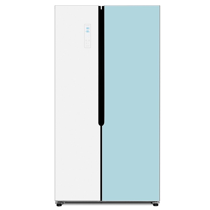 1등급냉장고 하이얼 글램 글라스 양문형냉장고 방문설치, 화이트 + 민트블루, HRS472MNMW