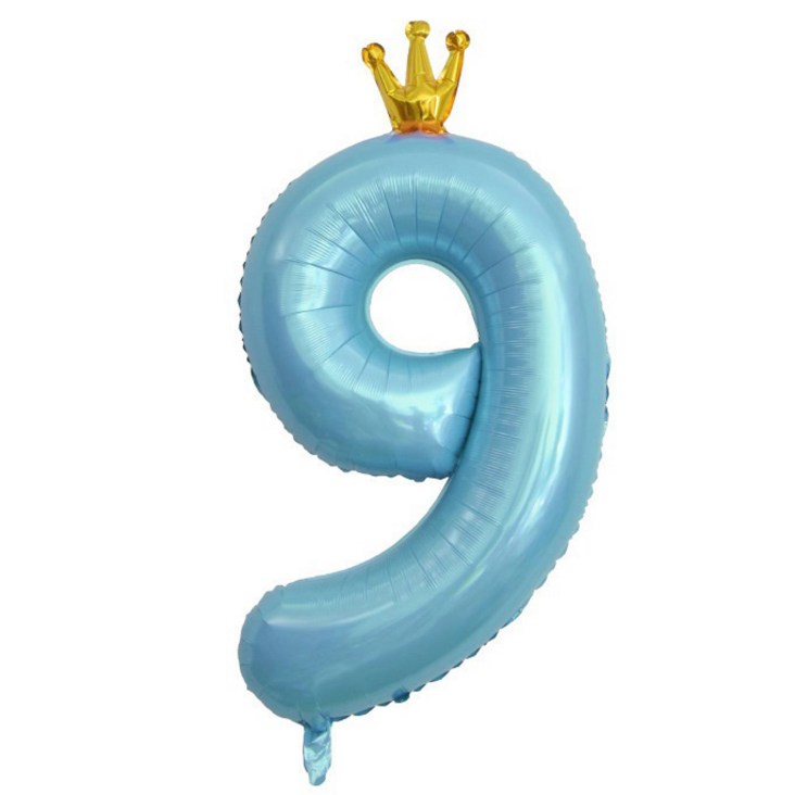 이자벨홈 생일파티 왕관 숫자 풍선 9 초대형, 블루, 1개 - 쌍투몰