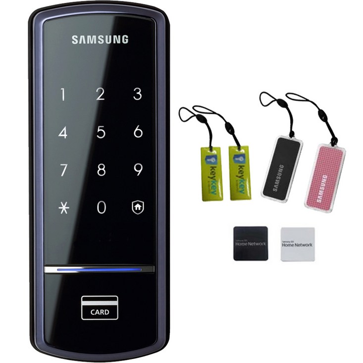 삼성SDS 스마트 디지털 보조키형 도어록 SHS-1321 + 카드키 2p + 걸이형 카드키 2p