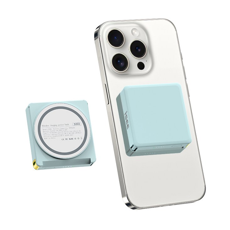 ISEE아이시 맥세이프 미니 고속 무선 보조배터리 5000mAh 20W, 민트