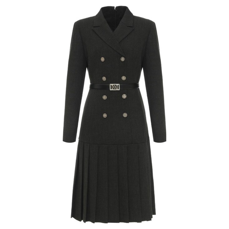 미니멈 플리츠 테일러드 카라 원피스