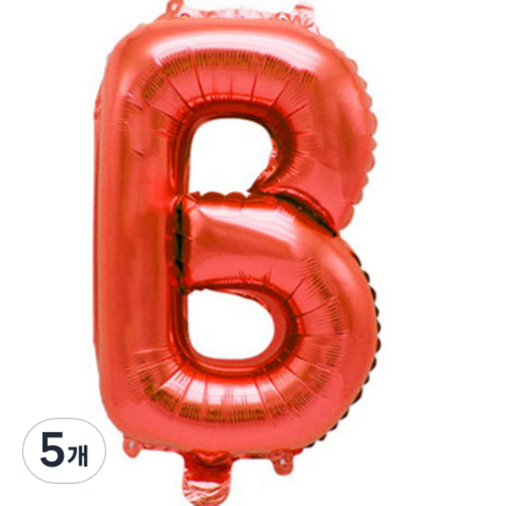 팡파티 레터링 알파벳 풍선 B 40cm, 레드, 5개