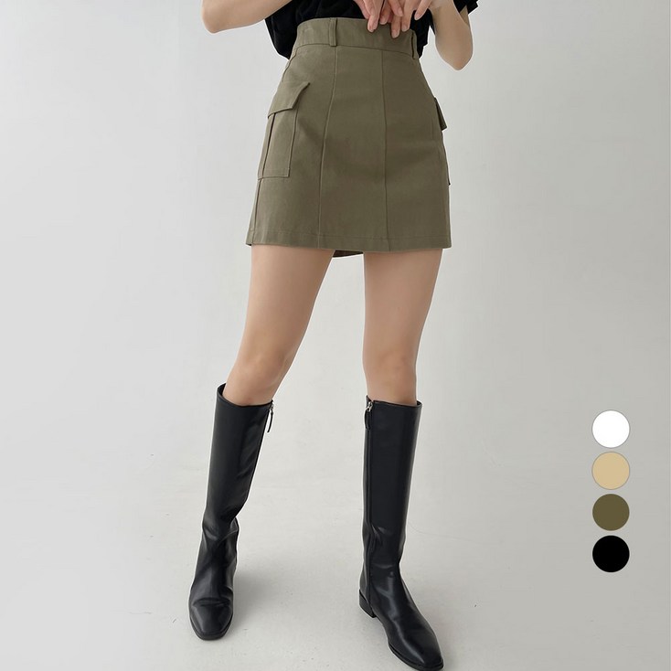 플랜데이 여성용 Y2K A라인 코튼 카고 미니 스커트