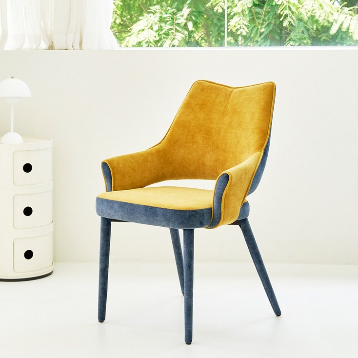 가구앤하우스 코브라 조야 원단 인테리어 디자인 카페 식탁 의자 (3color), 옐로우, 1개