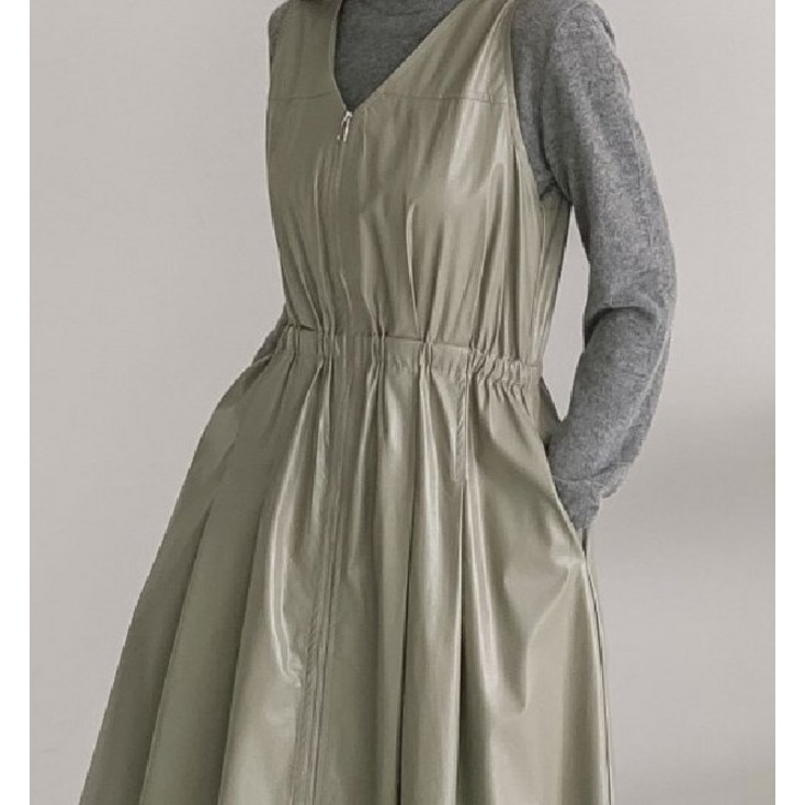 조끼 앞지퍼 원피스 ST4077 롱 나시 여성