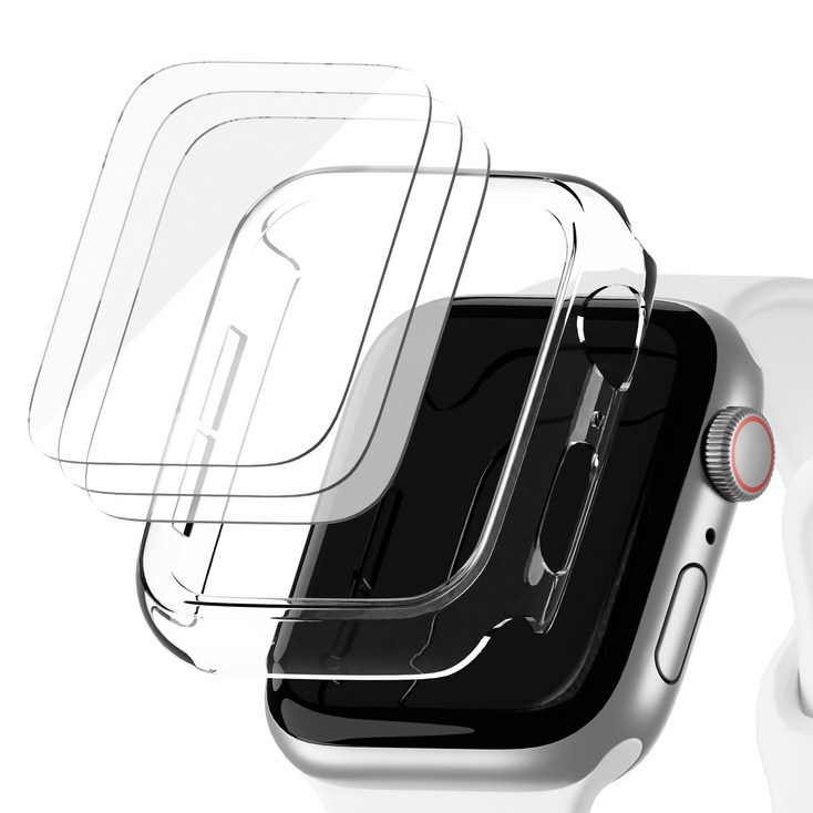 아이메이드잇 애플워치 풀커버 자가복원 액정 보호필름 3p  하드커버 케이스, 클리어, 1개
