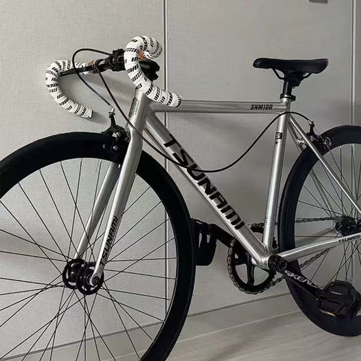 쓰나미 TSUNAMI SNM100 픽시 자전거 입문용 완차 학생용 스탠다드 앞뒤브레이크포함, 퍼플화이트로고, 1개, 170cm