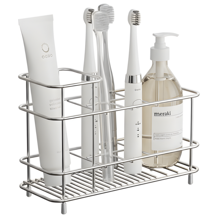 킵틸 스테인리스 전동칫솔 거치대 세면대 칫솔 치약 올인원 수납 정리대