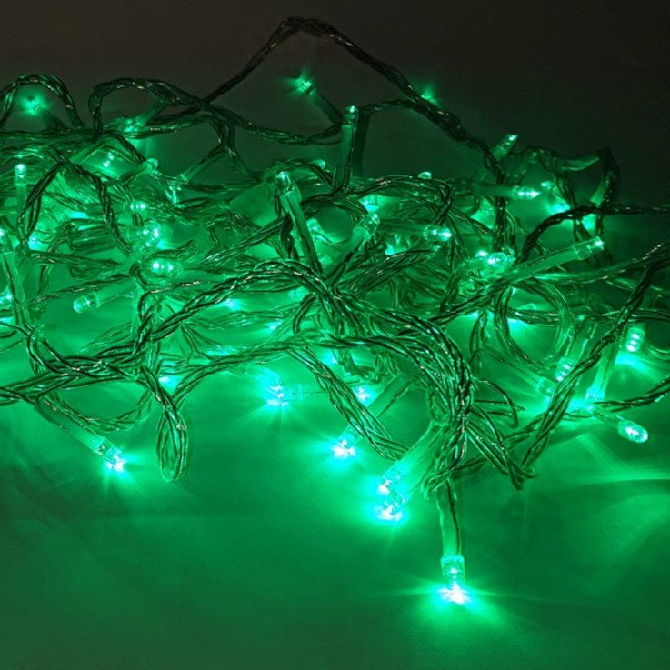 선세이브[세트] 크리스마스 트리/캠핑 조명 LED 은하수 100구 투명선+전원케이블 세트, 초록색
