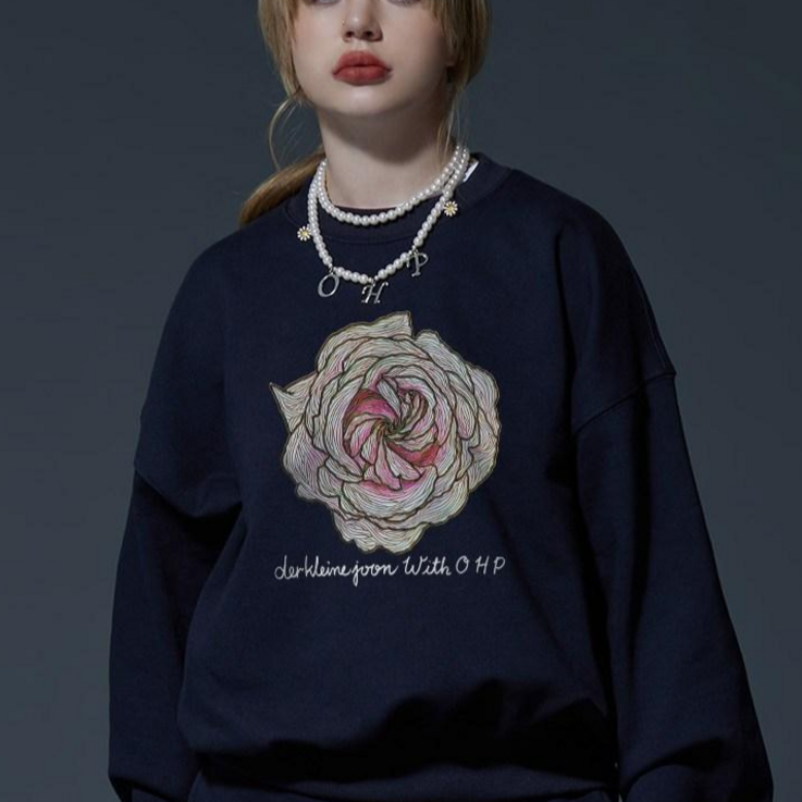 여성 프린팅 가을 겨울 오버핏 맨투맨 티셔츠