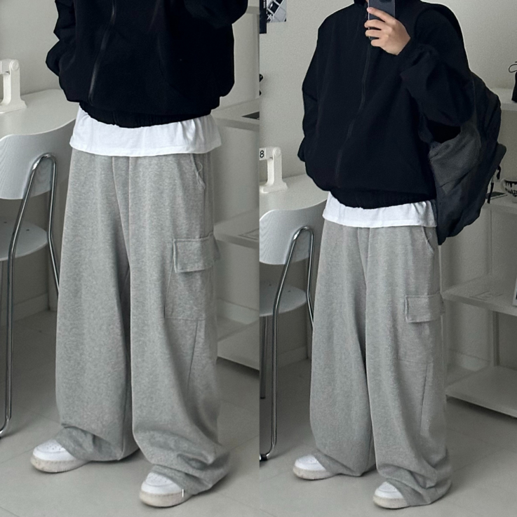 르위 데일리 밴딩 와이드 카고 트레이닝 스웻 벌룬 팬츠 남녀공용 르위 데일리 밴딩 와이드 카고 트레이닝 스웻 벌룬 팬츠 남녀공용