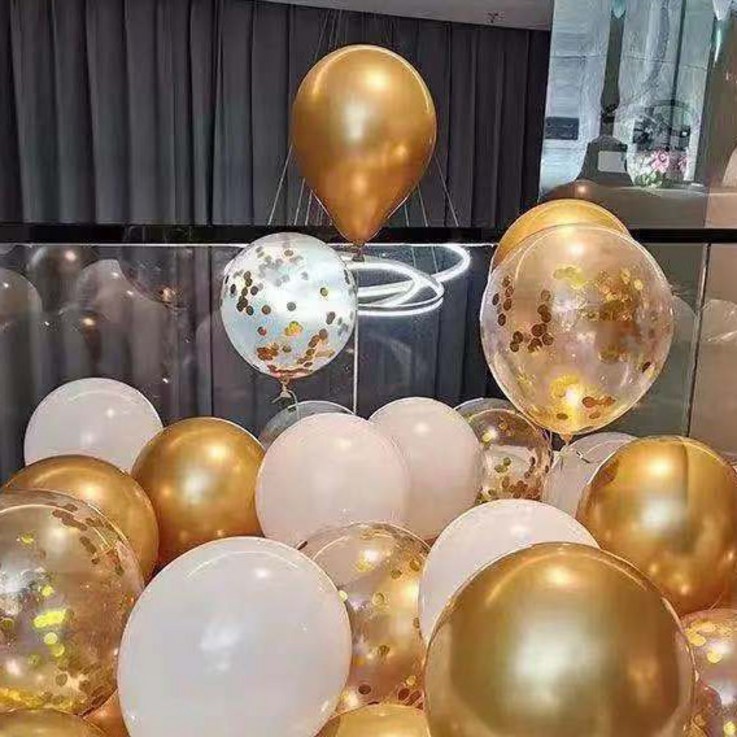 뷰라뷰 파티풍선 50개 공기펌프 10M 리본1롤