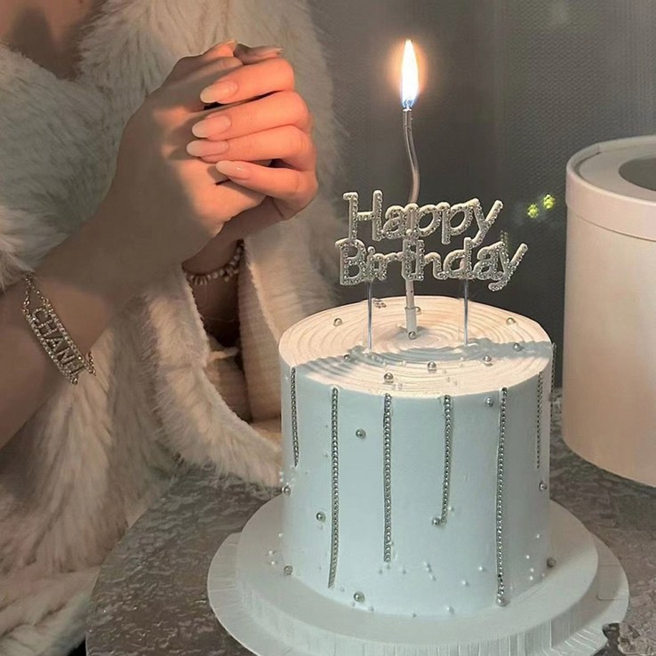 큐빅 생일 케이크토퍼케익초 세트