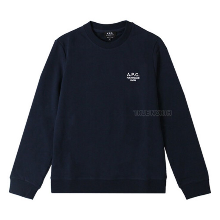 A.P.C.아페쎄 아페쎄 23FW 남성 COEZD H27699 IAJ 로고 자수 맨투맨 티셔츠 네이비