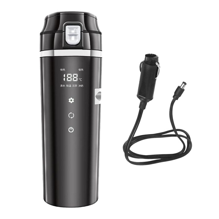 500ML 차량용 전기포트 카포트 보온보냉 휴대용 차량용전기포트 12V 24V 겸용